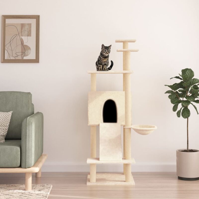Vidaxl - Arbre à chat avec griffoirs en sisal Crème 153 cm