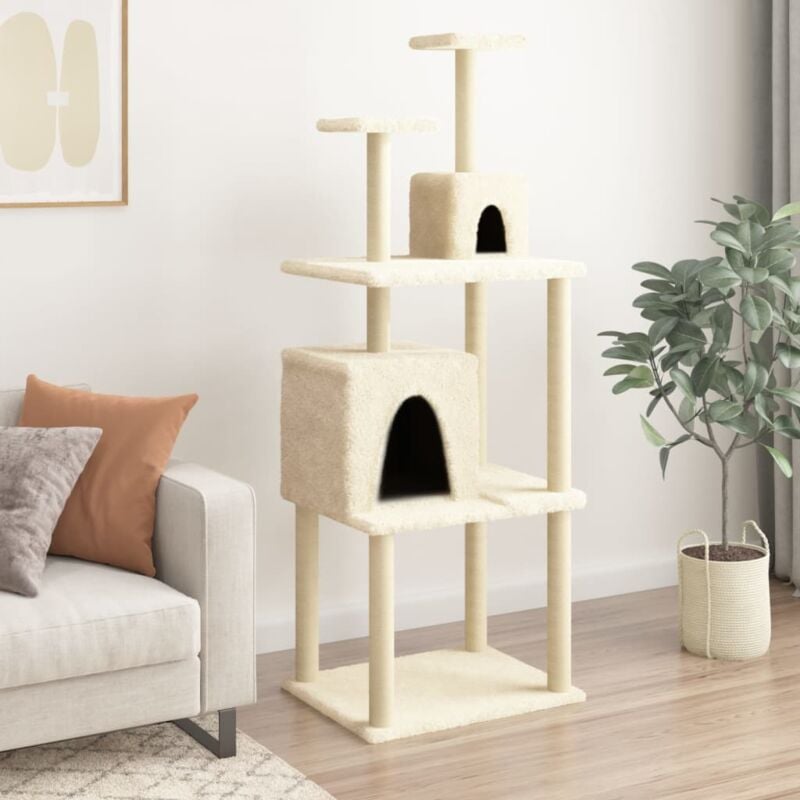 Vidaxl - Arbre à chat avec griffoirs en sisal Crème 167 cm