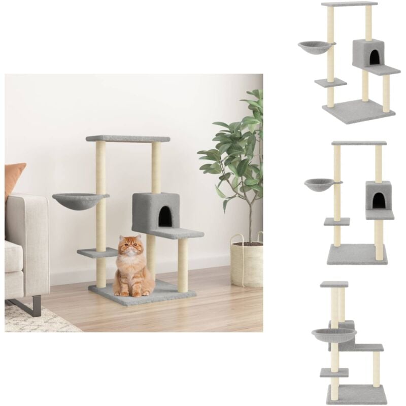 Arbre à chat avec griffoirs en sisal Gris clair 95 cm - Arbre à Chat - Meuble Pour Chat - Tour Pour Chat - Griffoir Chat - Jouet Chat