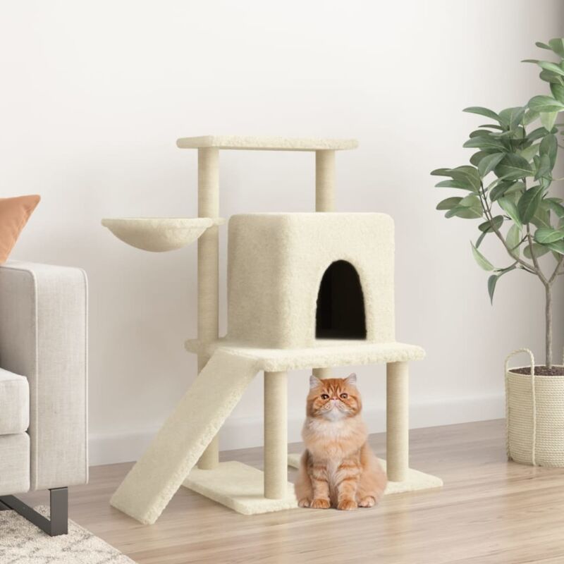 Arbre à chat avec griffoirs en sisal Crème 96,5 cm vidaXL