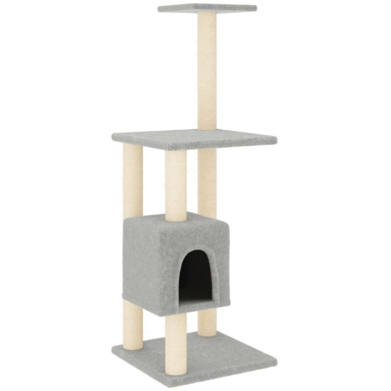 Arbre à chat avec griffoirs en sisal Gris clair 104 cm vidaXL