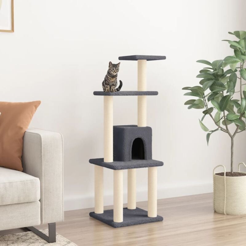 Arbre à chat avec griffoirs en sisal Gris foncé 105 cm vidaXL