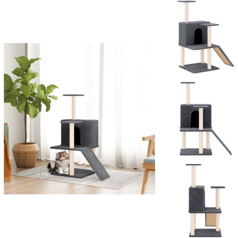 Arbre à chat avec griffoirs en sisal Gris foncé 109 cm - Arbre À Chat - Meuble Chat - Tour À Chat - Griffoir Chat - Jouet Chat