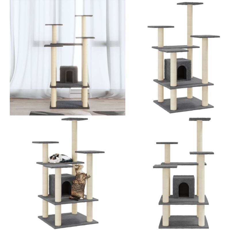 Vidaxl - Arbre à chat avec griffoirs en sisal Gris foncé 110 cm - Arbre à Chat - Chat - Griffoir - Jouet Pour Chat - Plateforme Pour Chat - Home &