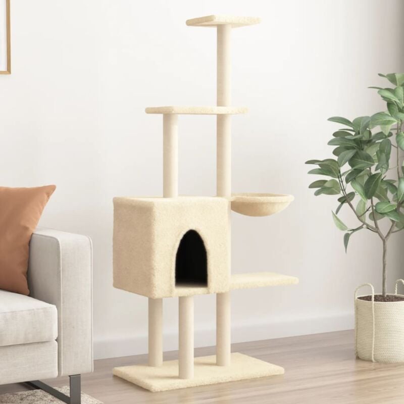 Vidaxl - Arbre à chat avec griffoirs en sisal Crème 145 cm