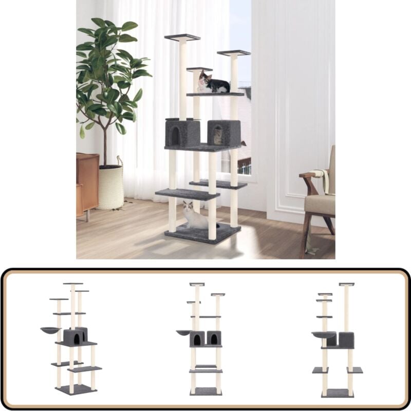 Vidaxl - Arbre à chat avec griffoirs en sisal Gris foncé 167 cm - Arbre à Chat - Meuble Chat - Tour Chat - Griffoir Chat - Siesta Chat