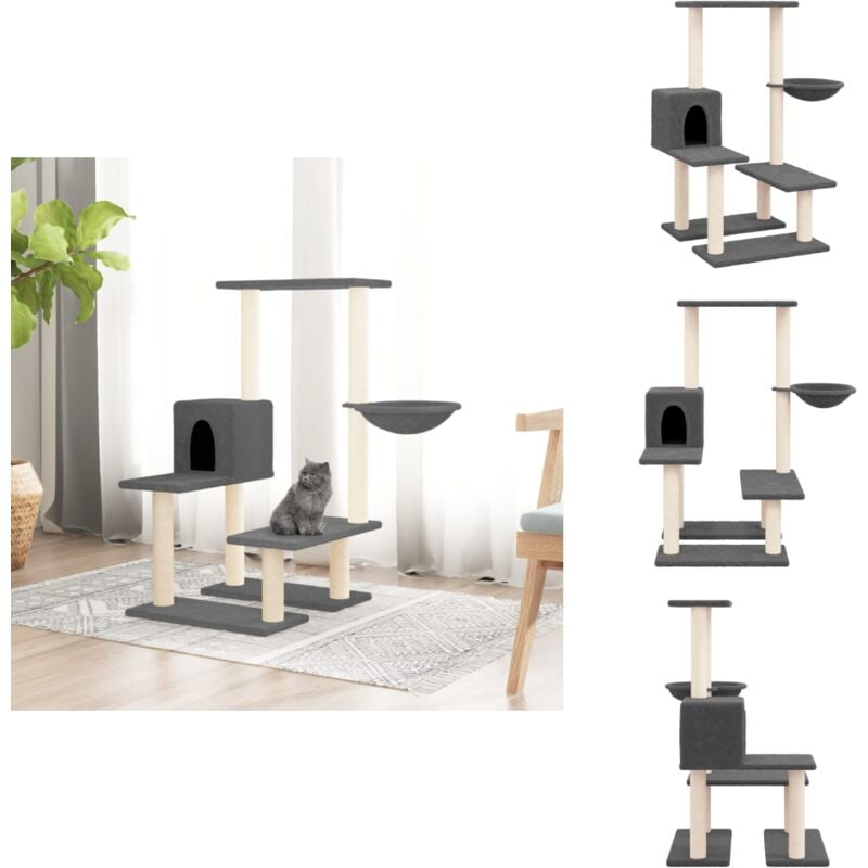 Arbre à chat avec griffoirs en sisal Gris foncé 94,5 cm - Arbre à Chat - Meuble Pour Chat - Tour à Chat - Griffoir Chat - Jouet Chat