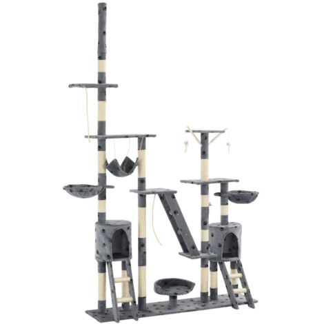 Arbre à chat Cadre d'escalade de Chat et griffoirs 230-250 cm Empreintes de pattes Gris 54663