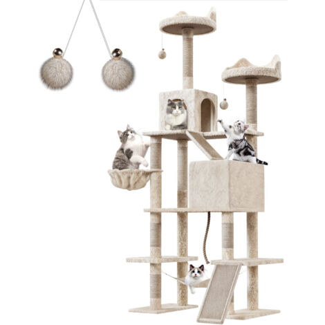 Arbre à chat chat grimpant et jouant étagère Beige 209cm Devoko