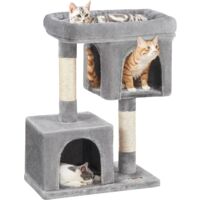 Feandrea Arbre A Chat Hauteur De 84cm Colonne En Sisal Pour Aiguiser Les Griffes 2 Niches Luxueuses Maison De Jeu Meubles Pour Chatons Chats Et Felins Grise Claire Par Songmics Pct61w