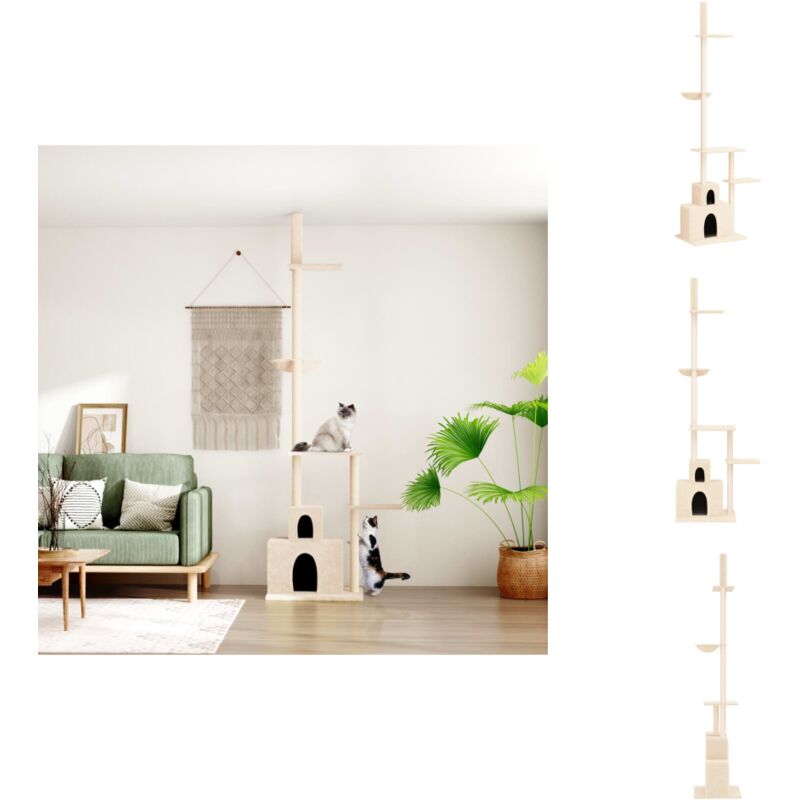 Arbre à chat du sol au plafond Crème 250,5-276,5 cm - Arbre À Chat - Meuble Chat - Tour À Chat - Griffoir Chat - Jouet Chat