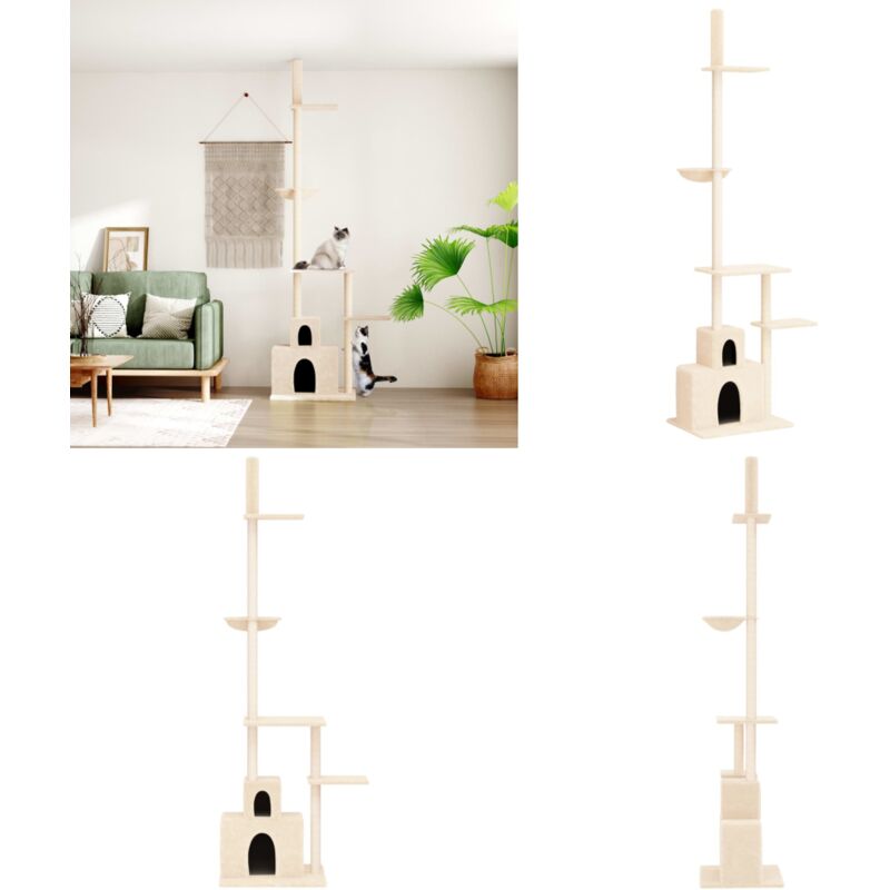 Arbre à chat du sol au plafond Crème 250,5-276,5 cm - Arbre À Chat - Meuble Chat - Tour À Chat - Griffoir Chat - Jouet Chat - Home & Living
