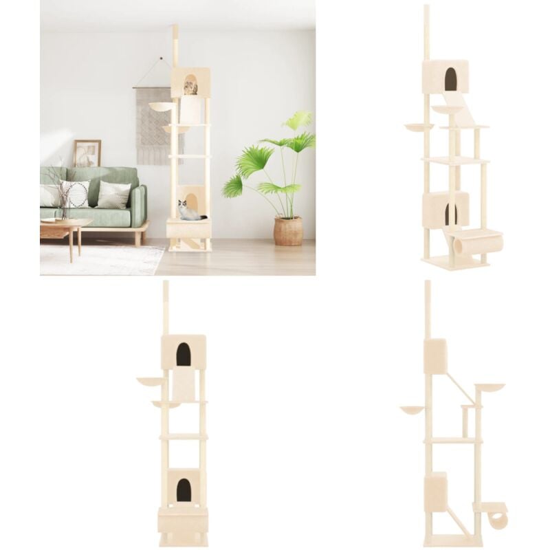 Vidaxl - Arbre à chat du sol au plafond Crème 277-303 cm - Arbre à Chat - Meuble Chat - Tour Chat - Griffoir Chat - Jouet Chat - Home & Living