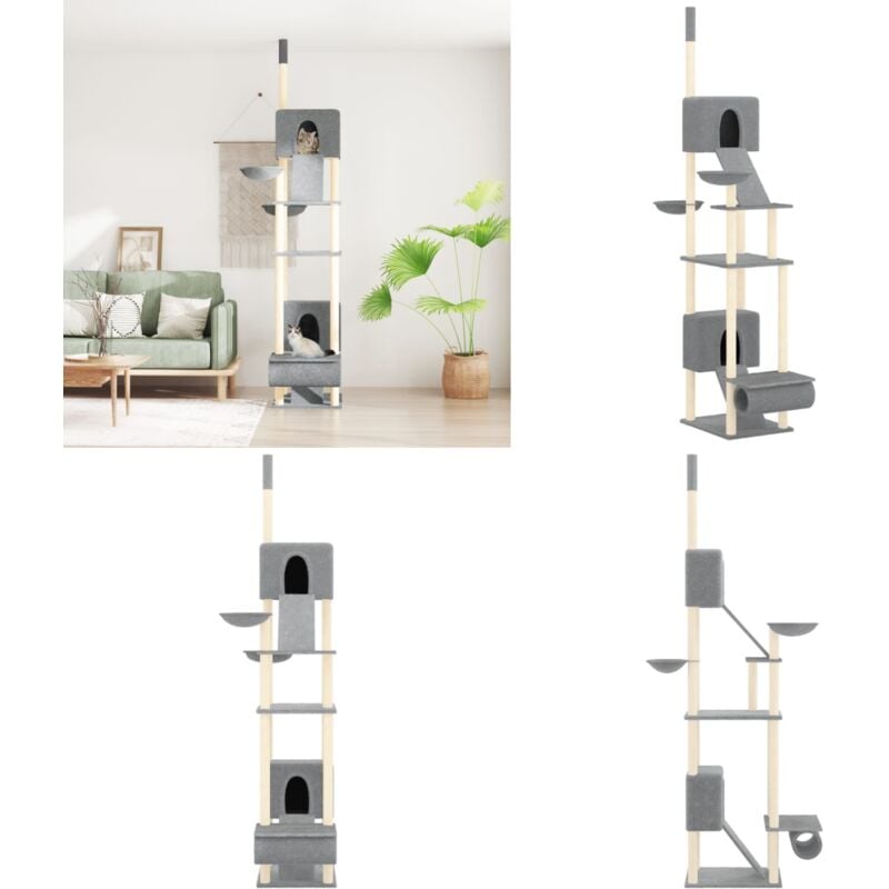 Vidaxl - Arbre à chat du sol au plafond Gris clair 277-303 cm - Arbre à Chat - Meuble Chat - Griffoir Chat - Jouet Chat - Maison Pour Chat - Home &
