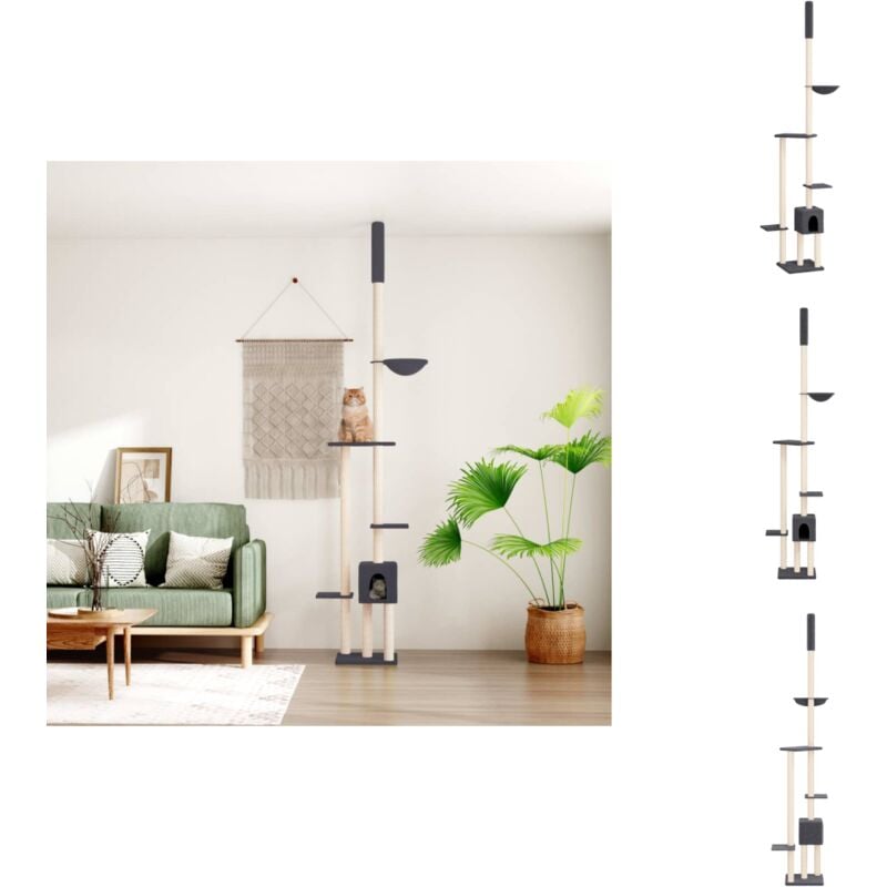 Arbre à chat du sol au plafond Gris foncé 258,5-284,5 cm - Arbre à Chat - Arbres à Chat - Tour à Chat - Meuble Pour Chat