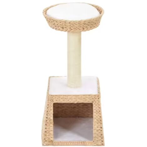 Arbre à chat en sisal avec niches, plateformes peluchées et décor en herbiers marins