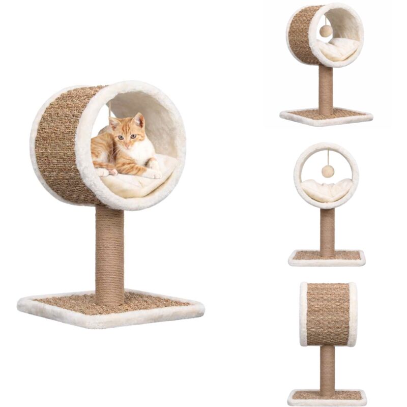 Arbre à chat et tunnel supérieur et jouet 56 cm Herbiers marins - Arbre à Chat - Chat - Meuble Chat - Griffoir Chat - Jouets Chat