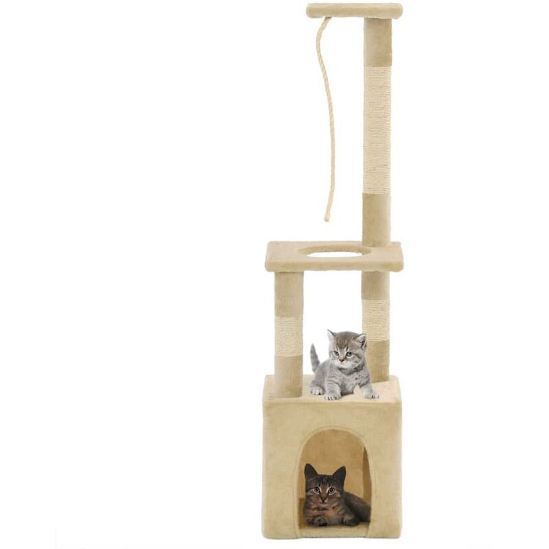 Arbre à chat griffoir grattoir niche jouet animaux peluché en sisal 109 cm beige - Beige