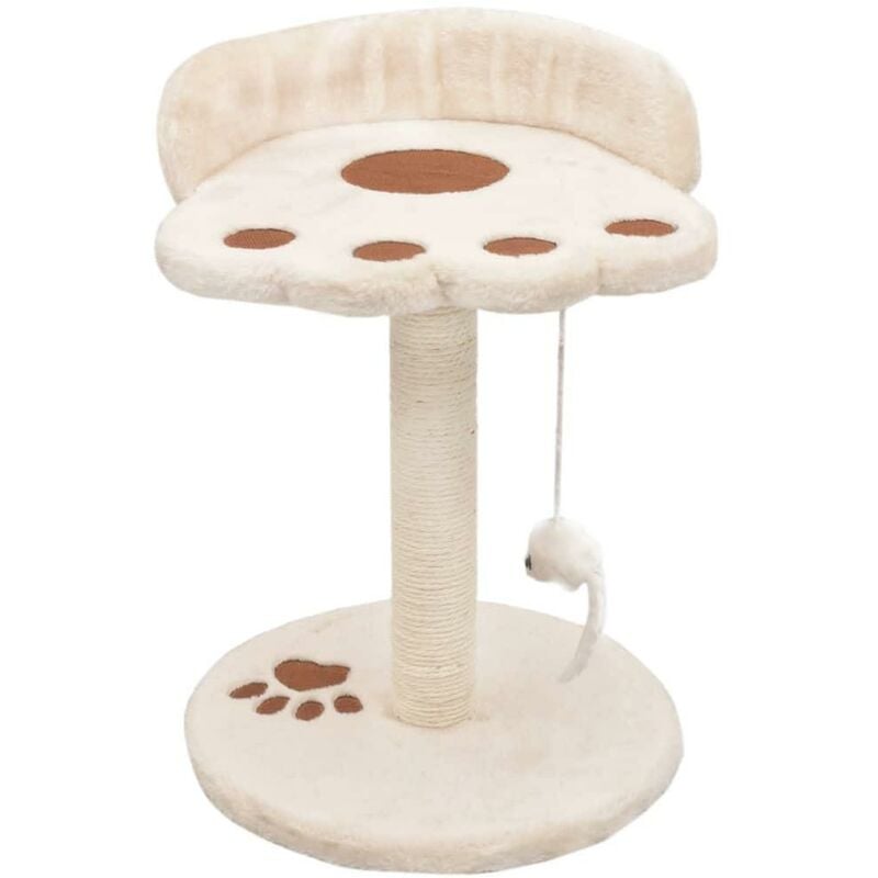 Helloshop26 - Arbre à chat griffoir grattoir niche jouet animaux peluché en sisal 40 cm beige et marron - Beige