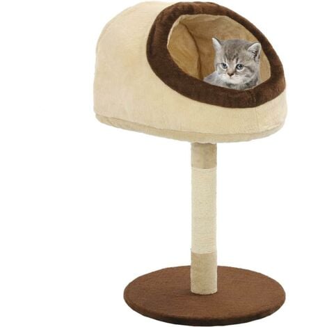 Arbre A Chat Griffoir Grattoir Niche Jouet Animaux Peluche En Sisal 72 Cm Beige Et Marron Beige