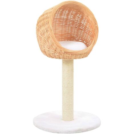 Arbre à chat griffoir grattoir niche jouet animaux peluché en sisal naturel bois de saule