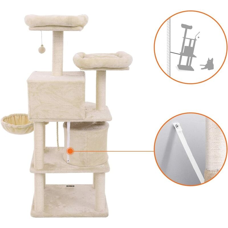 Tour A Chat Pour Chats Pct90w Songmics Arbre A Chat Colonne En Sisal Panier Et 2