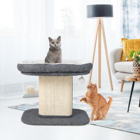 Arbre à chat  Jouets pour chat Tour avec Lit et Griffoir en Sisal pour Chaton Gris CW13941