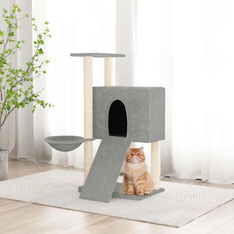 Arbre à chat Maison à chat - Grande capacité avec griffoirs en sisal Gris clair 96 cm BV542549 - BonneVie