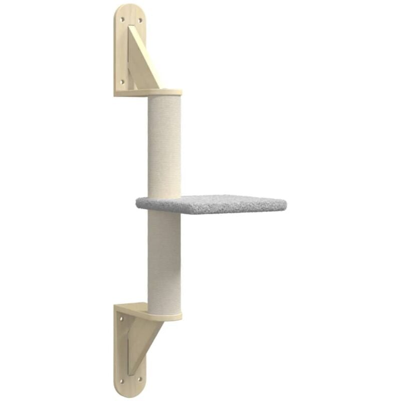 Helloshop26 - Arbre à chat meuble tour grimper jouet grattage grattoir escalade plateforme mural avec griffoir clair 85,5 cm gris