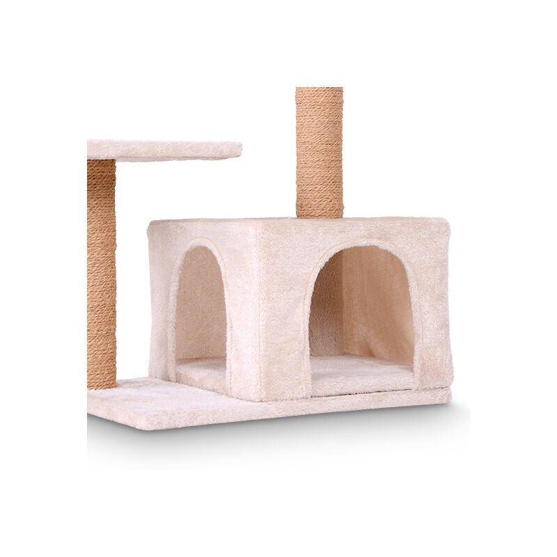 Arbre A Chat Pas Cher 73 45 62 Cm Stable Griffoir Plate Formes Design Simple Grande Niche Douillette Beige 94