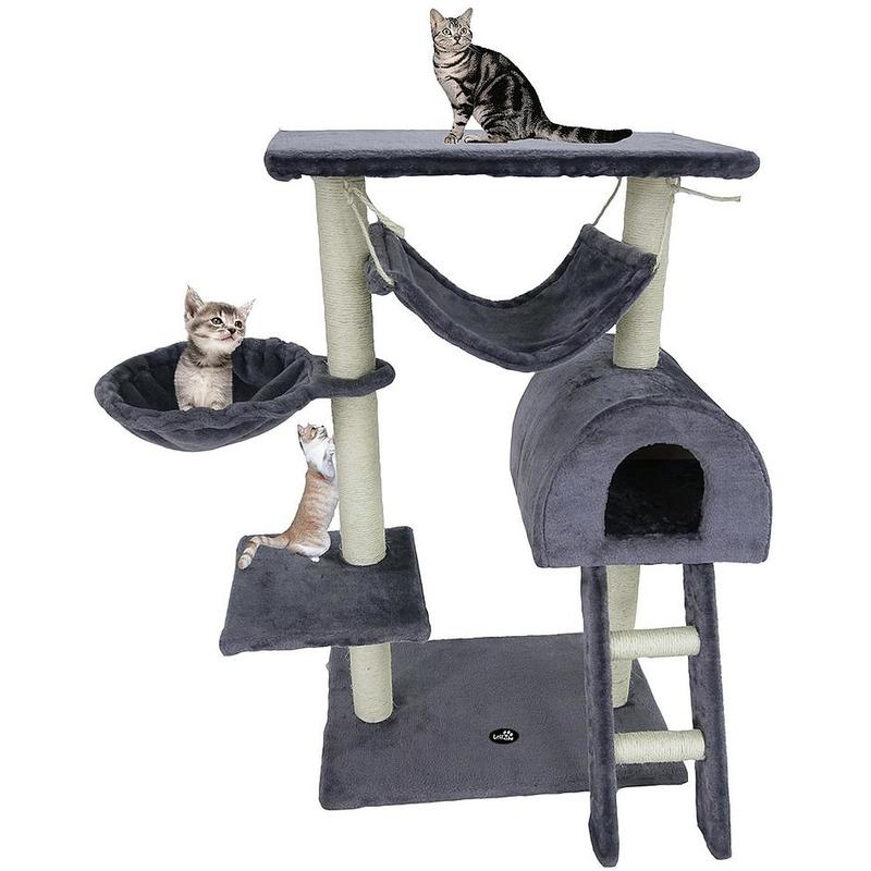 Arbre A Chat Perchoir Pour Chat 100 Cm 5 Perchoirs Gris Materiau Mdf Hp