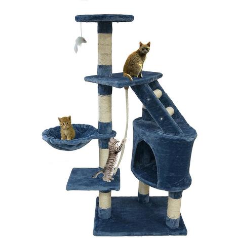 Arbre A Chat Perchoir Pour Chat 1 Cm 5 Perchoirs Bleu Materiau Mdf Hp