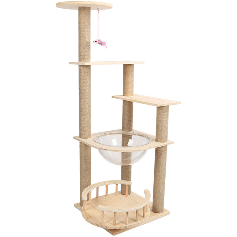 Zoternen - 116CM Arbre à Chat, Tour de Jeux , pour Chats Domestiques, Niche, Meuble pour Chat, Multiniveau, avec Griffoirs, avec Hamac, Plate-Forme,