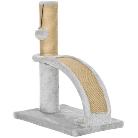 Arbre à chat revêtu jute-griffoir intègre-boule avec clochette-34x24x43(cm)