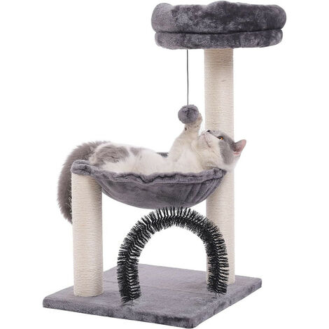 ATAG Arbre à chat, tour de 70 cm pour les chats d'intérieur, arbre à chat multi-niveaux avec poteaux à griffer, panier douillet et perchoir pour jouer et se reposer