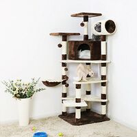 Feandrea Arbre A Chat Hauteur De 165cm Perchoir Pour Chat Tronc Pour Aiguiser Les Griffes Grande Dimension Niche Luxueuse Pour Chats Salle De Jeux Multi Niveaux Brune Et Beige Par Songmics Pct17z