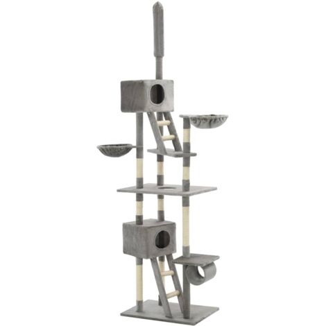 Arbre à chat，Jouets pour chat，Arbre à Grimper avec griffoirs en sisal 230-260 cm Gris CFW54531