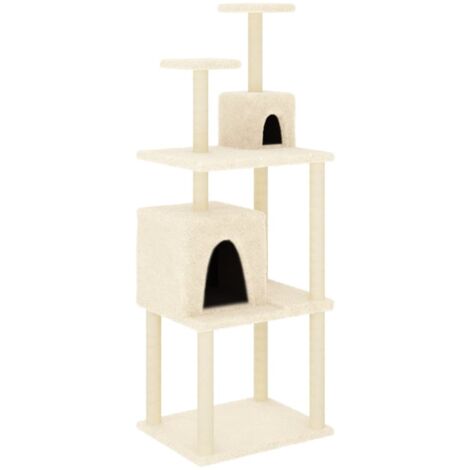 Arbre à chat,Jouets pour chat,Arbre à Grimper avec griffoirs en sisal Crème 167 cm CFW34996