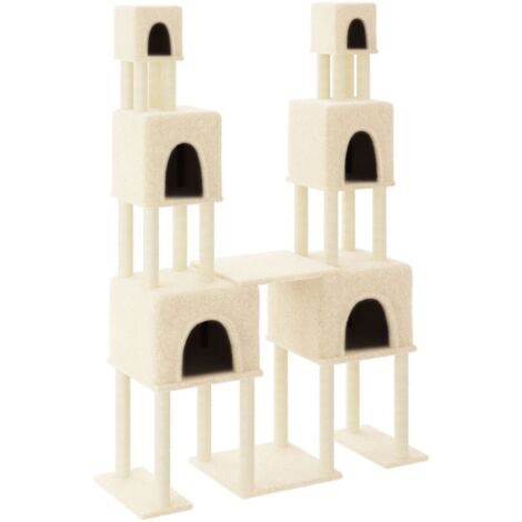 Arbre à chat,Jouets pour chat,Arbre à Grimper avec griffoirs en sisal Crème 199 cm CFW37974
