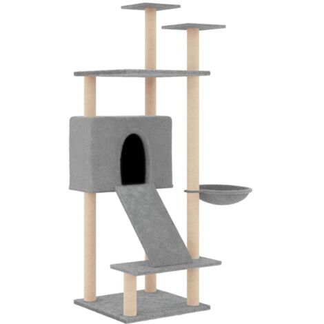 Arbre à chat，Jouets pour chat，Arbre à Grimper avec griffoirs en sisal Gris clair 153 cm CFW14543
