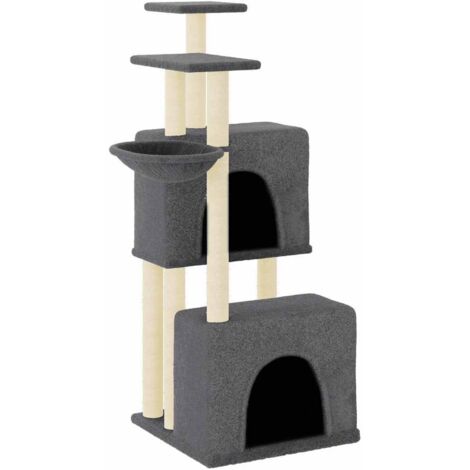 Arbre à chat，Jouets pour chat，Arbre à Grimper avec griffoirs en sisal gris foncé 122 cm CFW50266