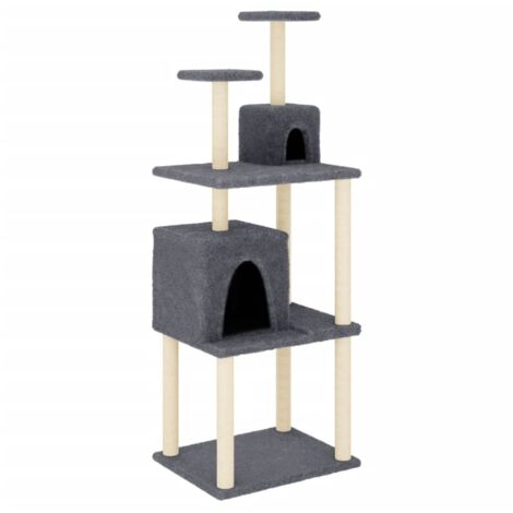 Arbre à chat,Jouets pour chat,Arbre à Grimper avec griffoirs en sisal Gris foncé 167 cm CFW97284