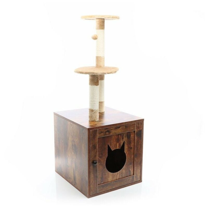 Le Poisson Qui Jardine - Arbre à Chats, De Couleur Marron, 125cm De Haut, en bois - Marron