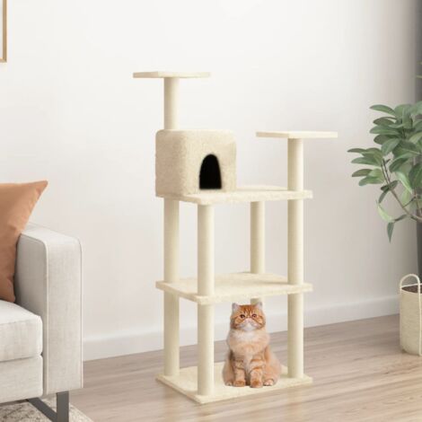 Arbre à chat,Tour à chat tout-en-un avec griffoirs en sisal Crème 119 cm -BN2997