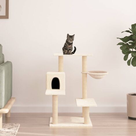 Arbre à chat,Tour à chat tout-en-un avec griffoirs en sisal crème 82,5 cm -BN6425