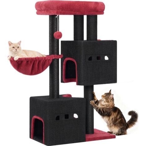 Arbre à Chat,Tour Jeux 98 cm, Meubles de pour Chats avec 2 Niches