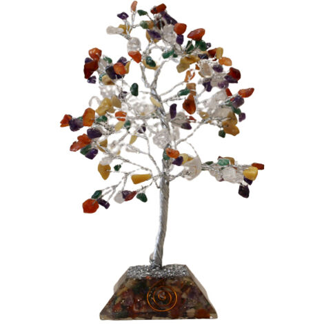 Arbre à pierres précieuses avec base en organite. 160 pierres. multicolore- Vendu par 1