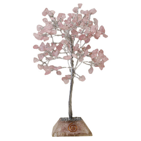 Arbre à pierres précieuses avec base en organite - 160 pierres - Quartz rose- Vendu par 1