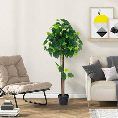 Arbre Artificiel Hortensia 114 cm Faux Arbre Soie Pot Tronc Bois Réalistes Vignes CW79155
