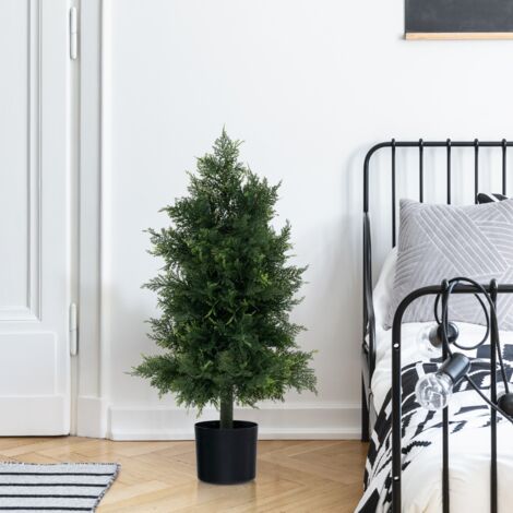 Arbre Artificiel Pin 80 cm Pot Plastique Faux Cèdre Topiaire Feuilles Résistantes Lumière CW86623